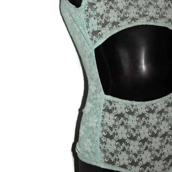 Lacey V Neck One Piece Mint Bodysuit Size L - Picture 5 of 7